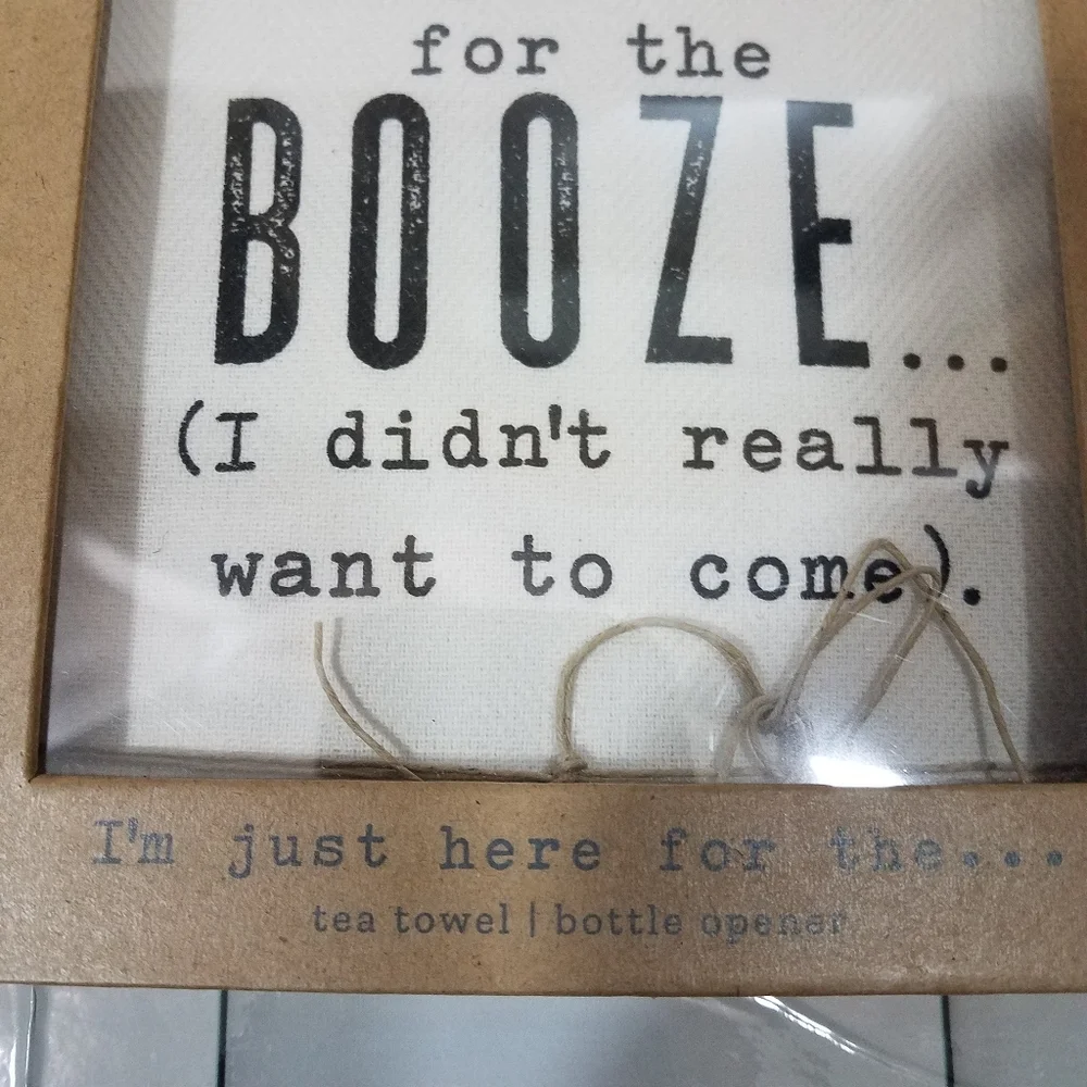 Mud Pie I'm Just Here For the Booze Tea Towel NIB